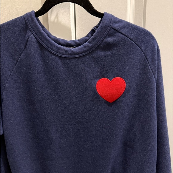 Aviator Nation Heart Embroidered Crew Sweatshirt Navy with Red Heart - Picture 5 of 12
